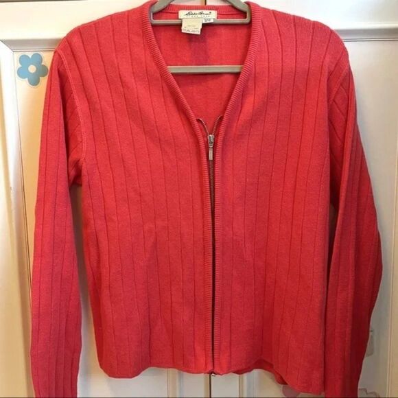 NWOT Eddie Bauer Knit Sweater Zip-Up in Pink - M - Picture 3 of 10